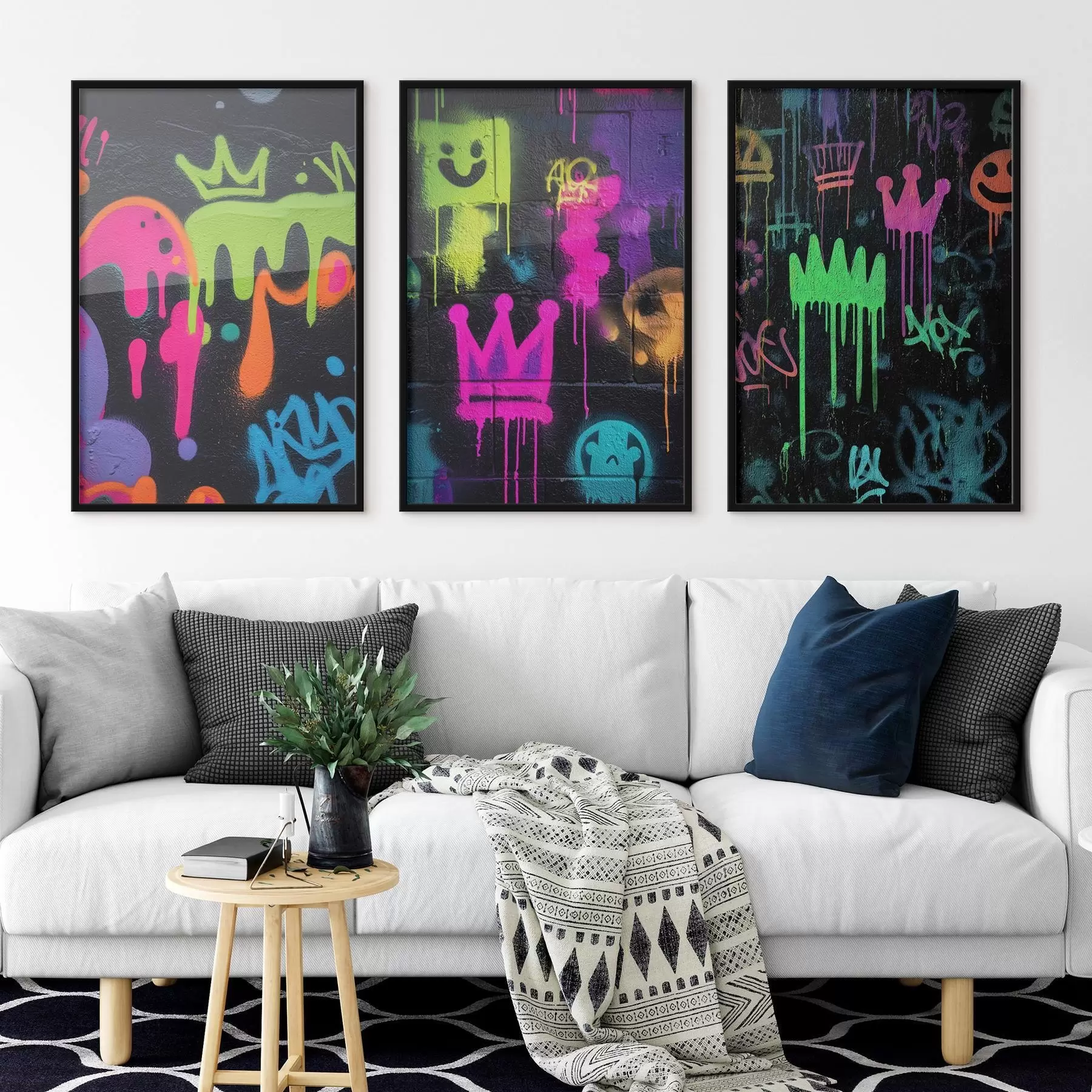 Fototapety jasné pouličné graffiti na tmavom pozadí d00703