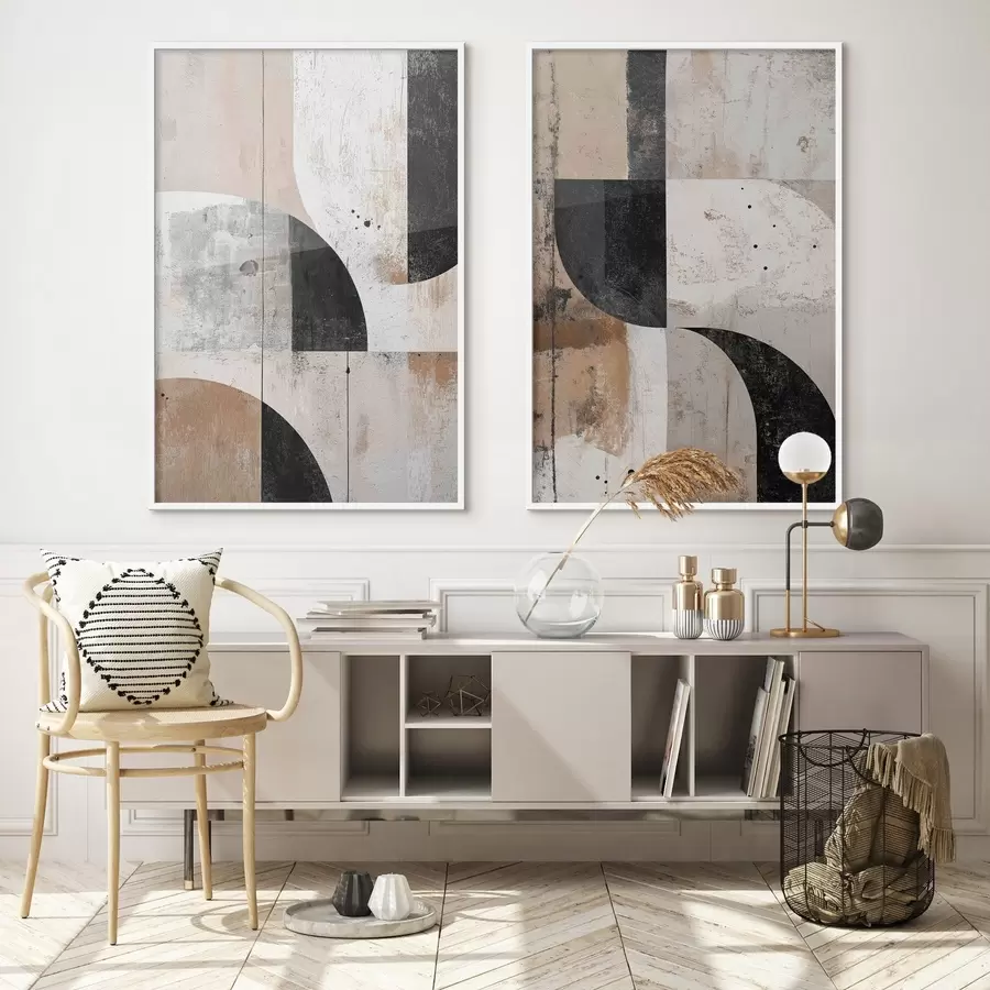 Fototapety Geometrické tvary v béžových a čiernych odtieňoch d00750