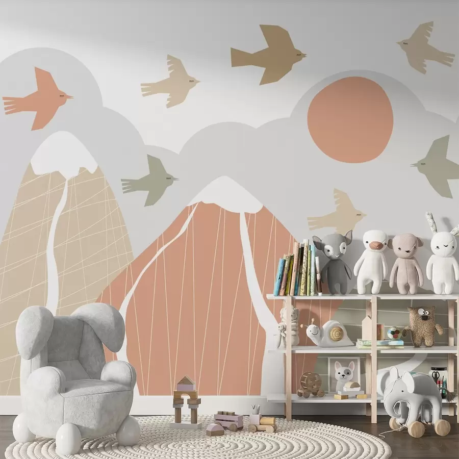 Fototapety Škandinávske hory a vtáky w05166