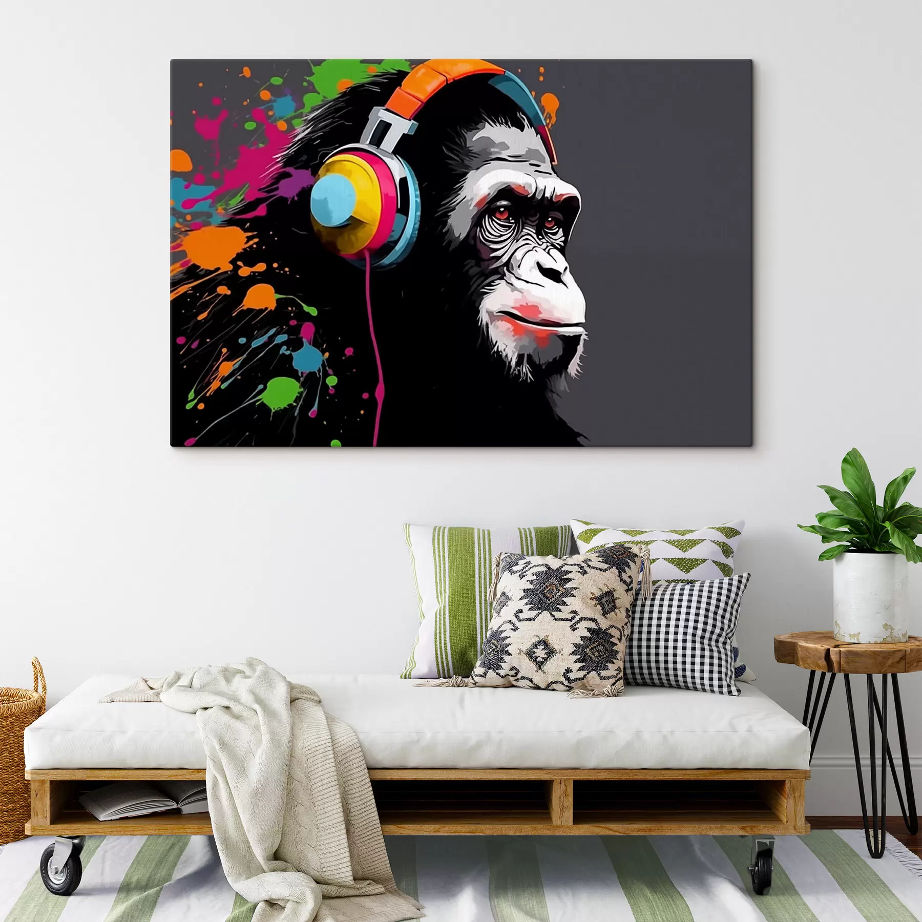 Obraz Opica so slúchadlami s47385