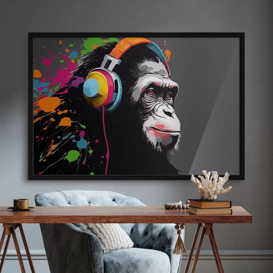 Fototapety Opica so slúchadlami f47385