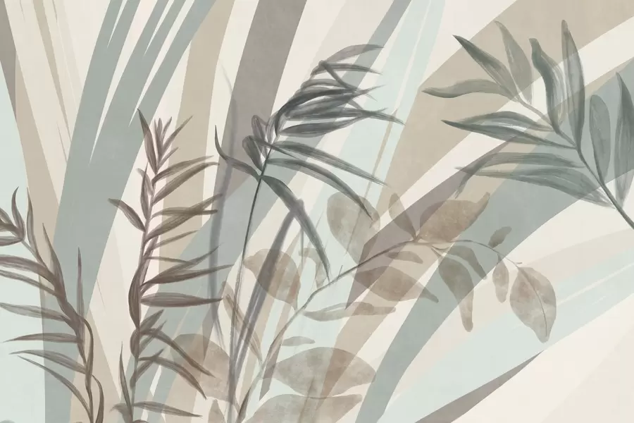 Fototapety Vysoká textúrovaná tráva a listy v tlmených zemitých odtieňoch s abstraktnými líniami v pozadí vytvárajú organický vzor. w09643