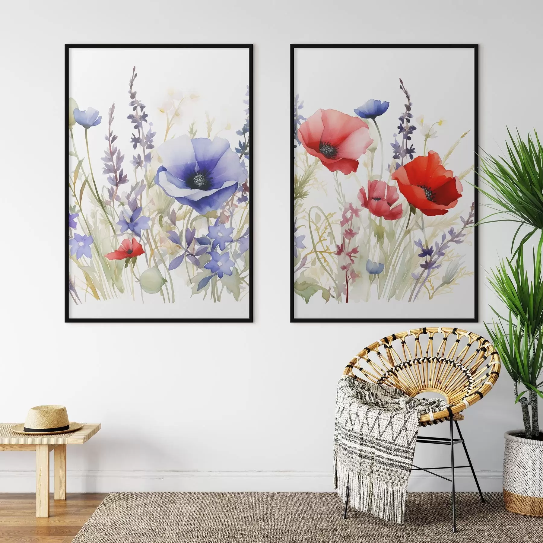 Fototapety Mak na poli, akvarelový efekt d01067