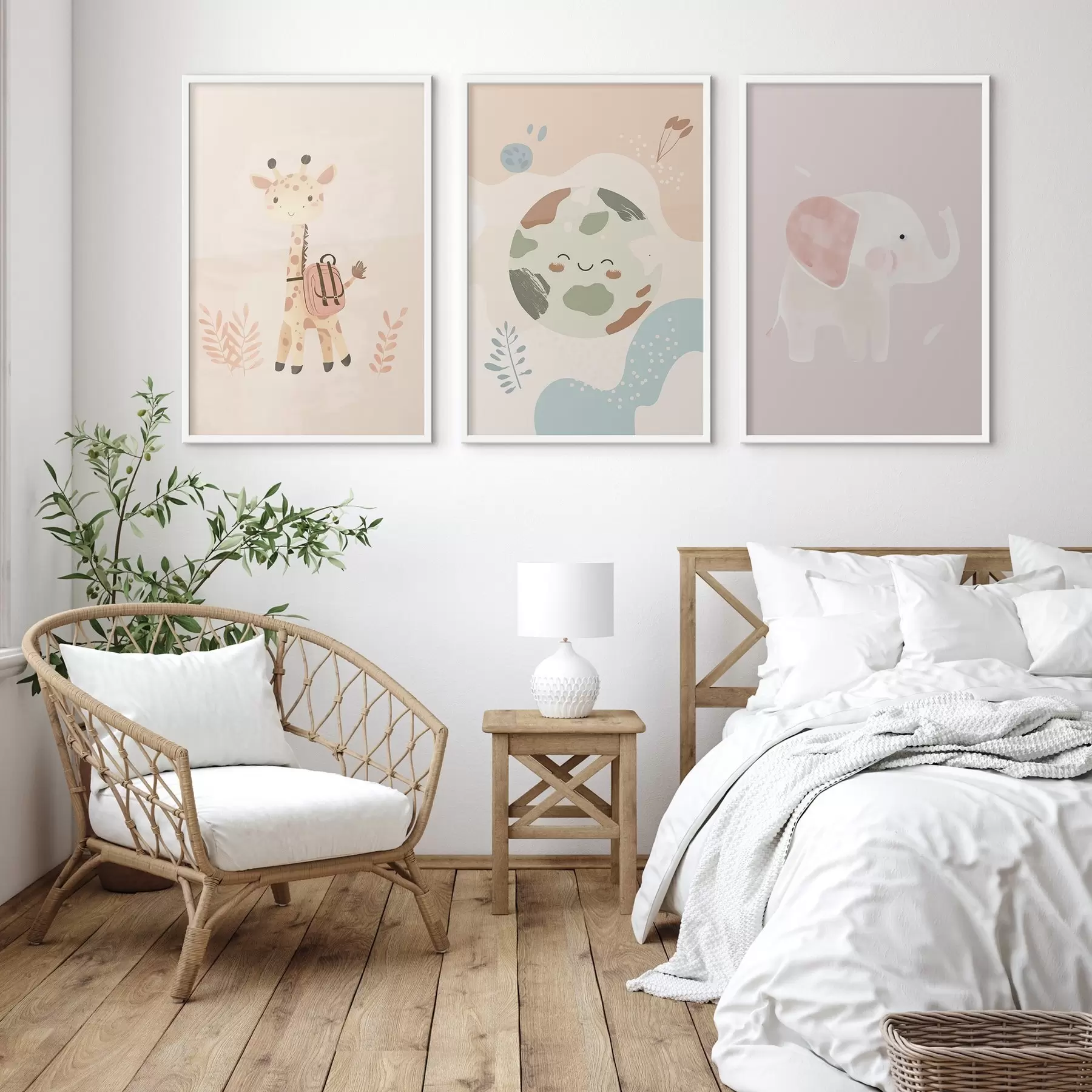 Fototapety Zem, žirafa a slon d01135