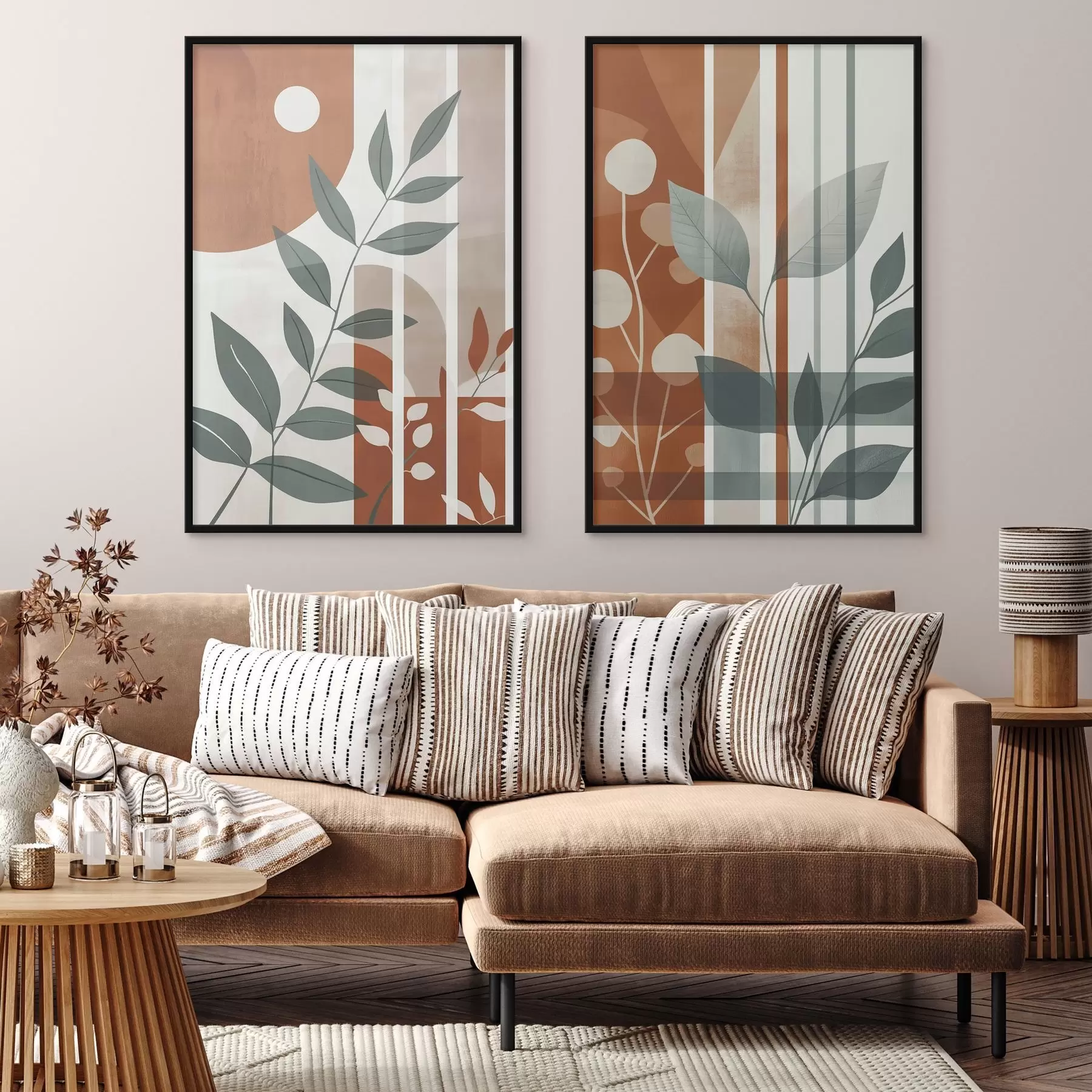 Fototapety Abstrakcia s vetvičkami a lístkami d01074