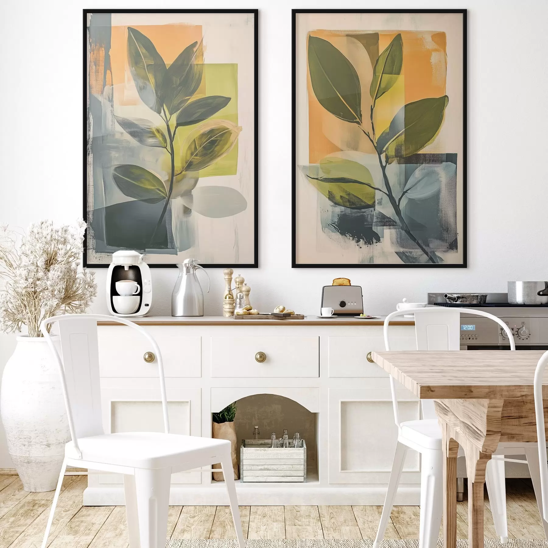 Fototapety Vetvy s listami na abstraktnom pozadí d01132