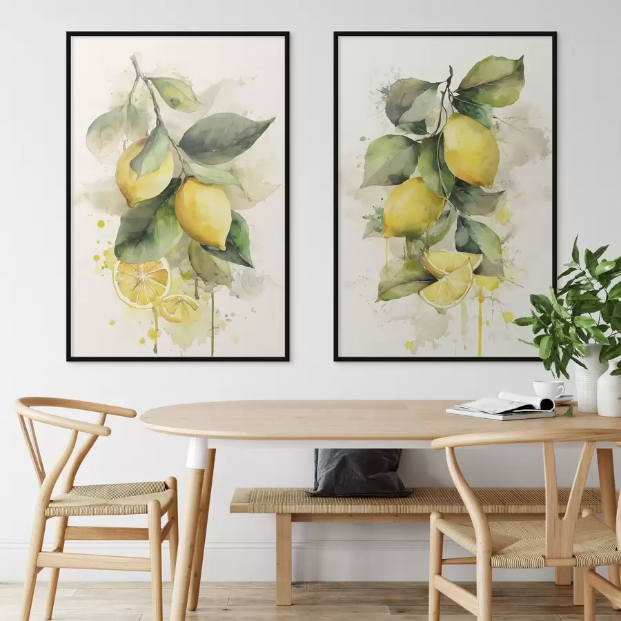 Fototapety vetvička v štýle akvarelu s citrónmi d01172