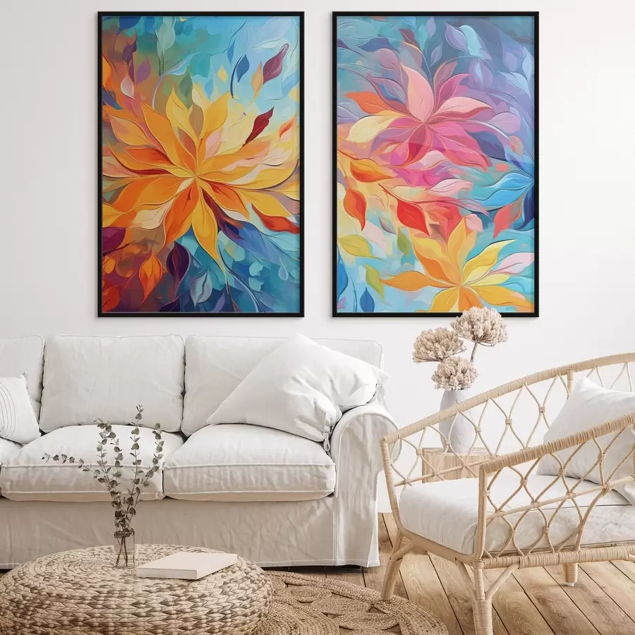 Fototapety Abstraktné jasné kvety, imitácia olejomaľby d01252