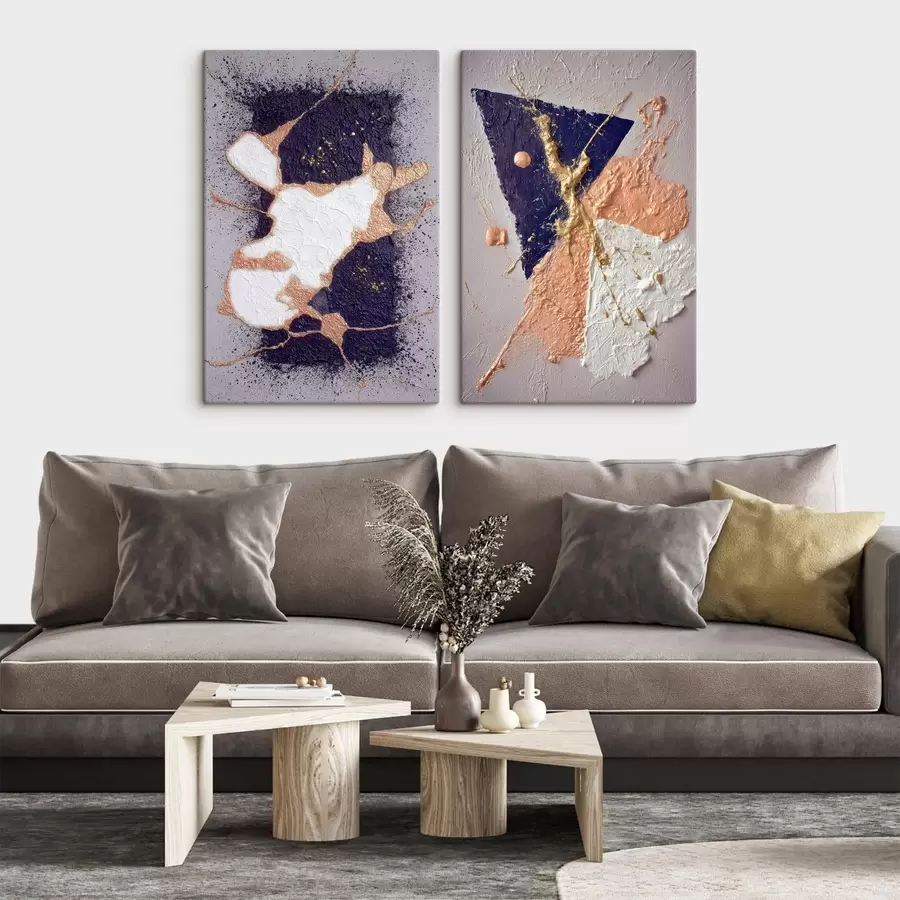 Obraz Abstraktná maľba v tmavej farebnej palete s jasnými žltými akcentmi m01095