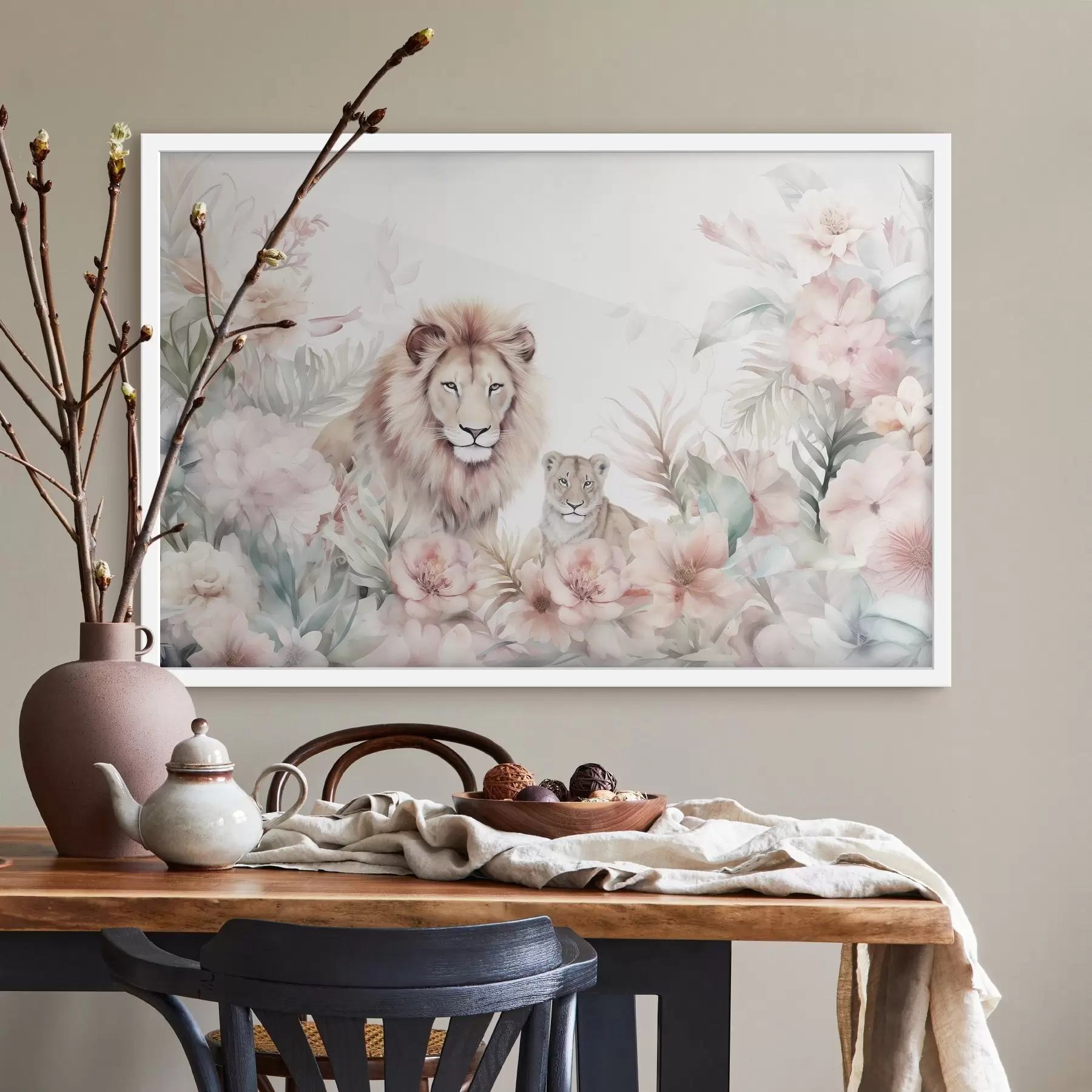 Fototapety Levy v tropických húštinách, imitácia akvarelu f47640