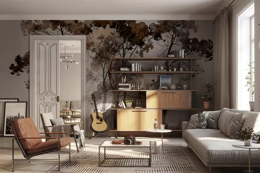 Fototapety Maľované borovice w05173v1