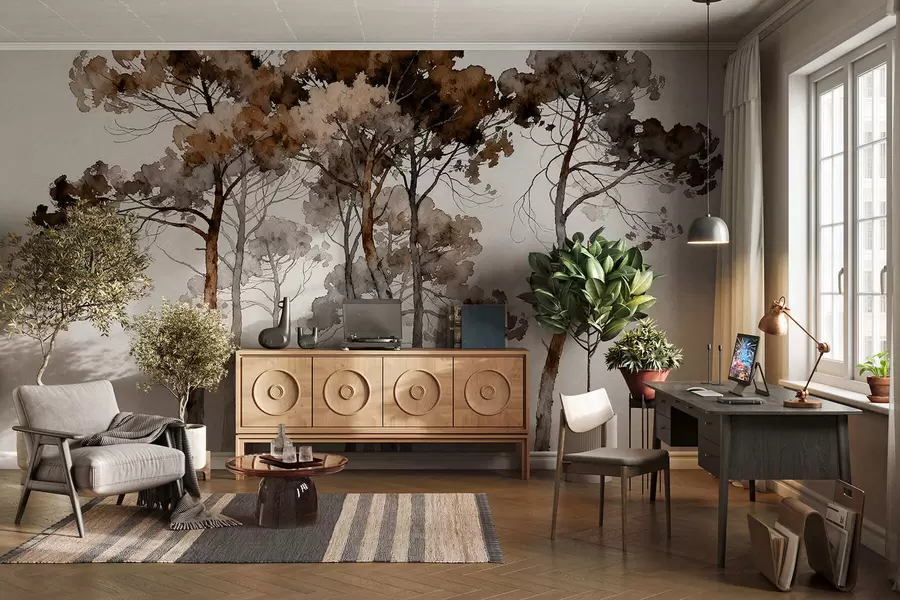 Fototapety Maľované borovice w05173v1