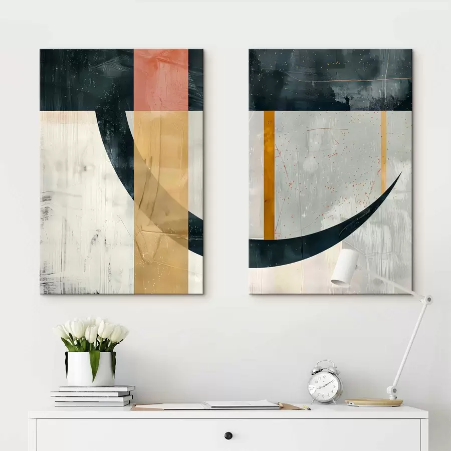 Obraz Geometrické tvary na poškodenom pozadí m01285