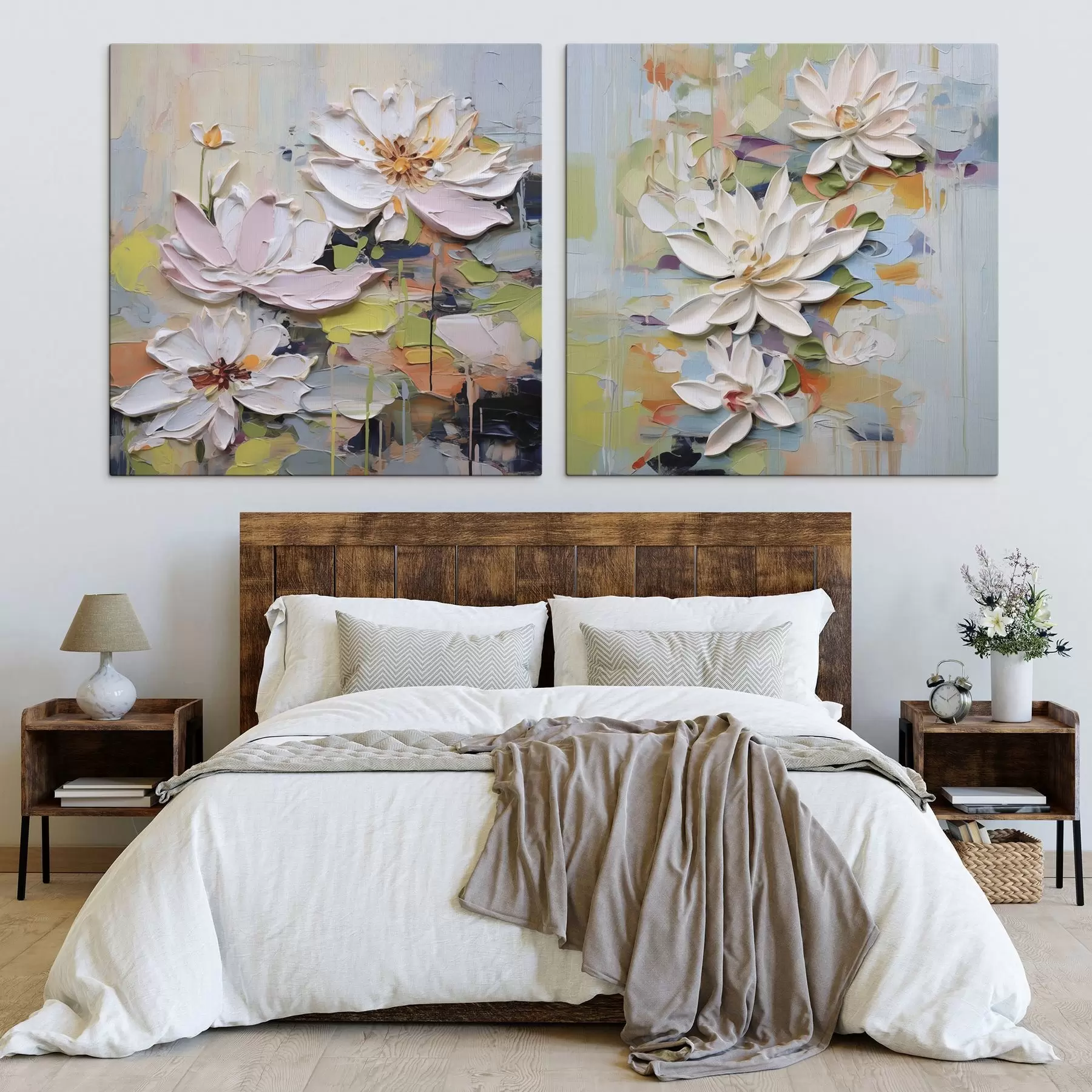 Obraz Abstraktné kvety lotosu, imitácia maľby m01295