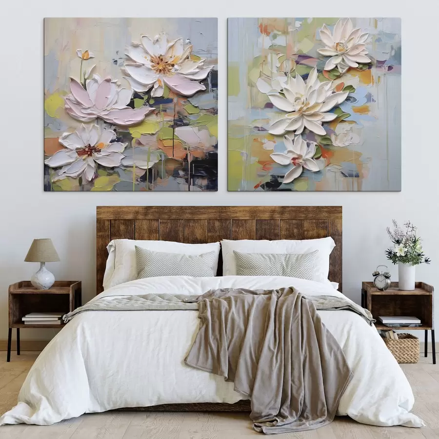Obraz Abstraktné kvety lotosu, imitácia maľby m01295