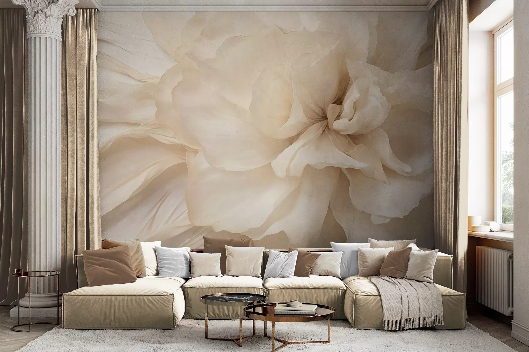 Fototapety Textúrovaná jemná, svetlá kvetina s priehľadnými okvetnými lístkami, mäkké abstraktné pozadie w09632