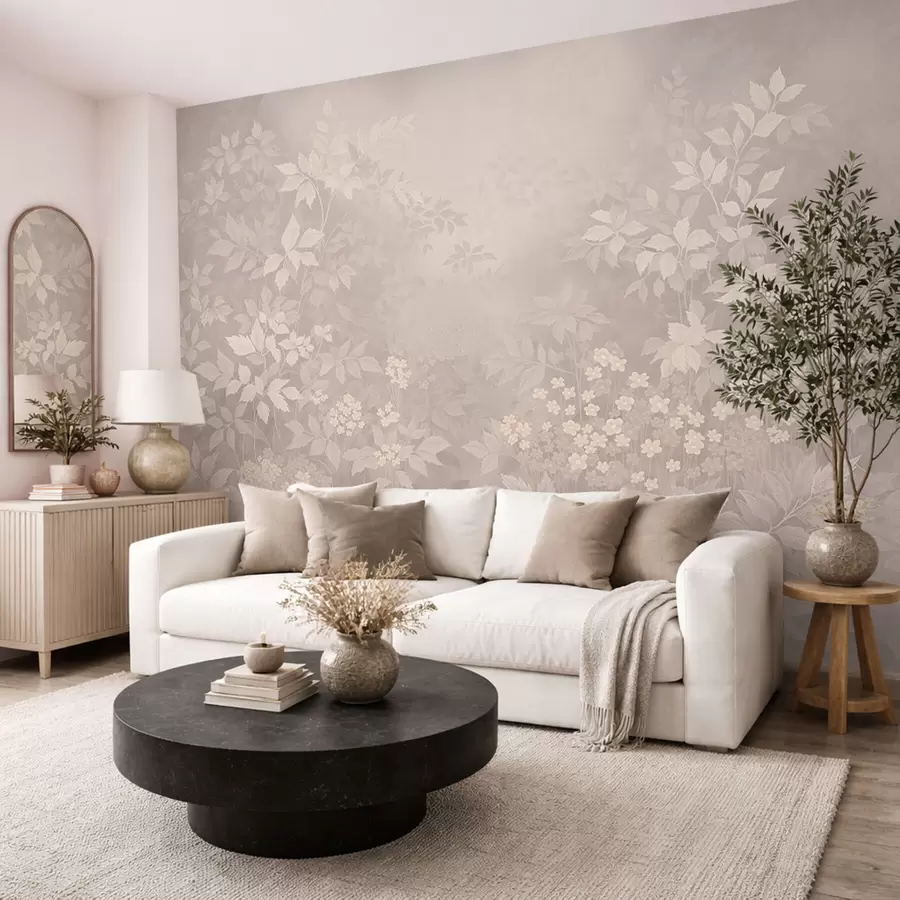 Fototapety Ľahký botanický ornament s listami a malými kvetmi w05115