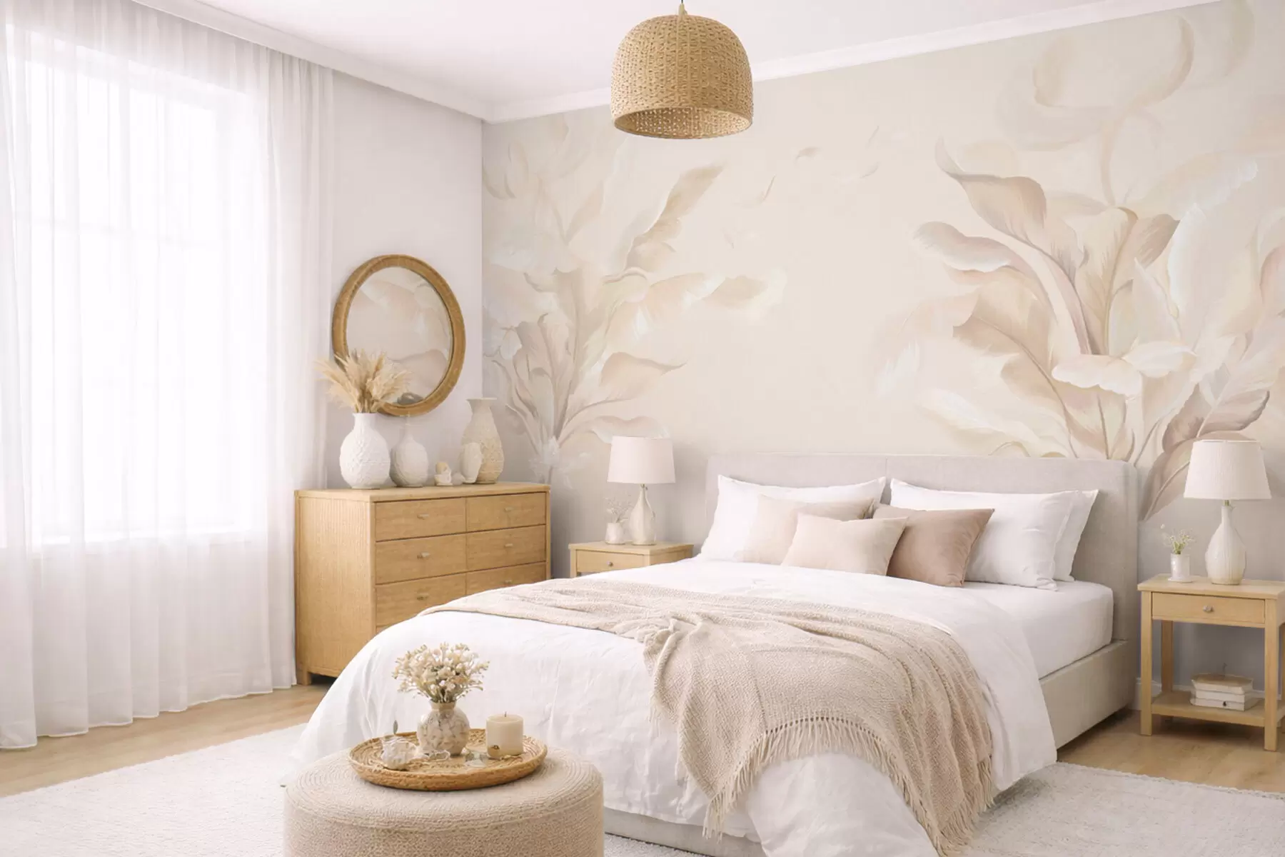 Fototapety Vzdušné dekoratívne rastliny v teplých krémových odtieňoch w05126