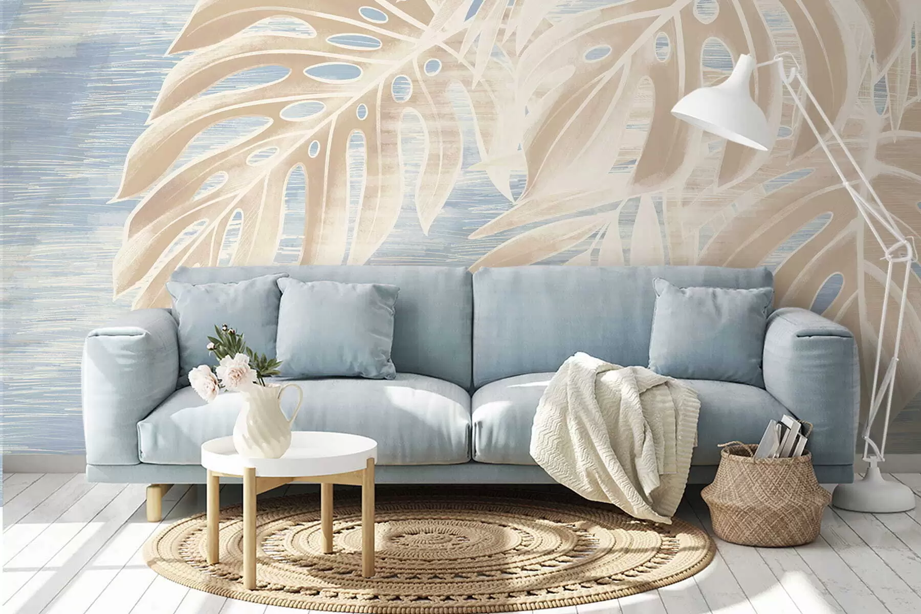 Fototapety Abstraktné listy v teplých béžových odtieňoch na svetlom pozadí w05130