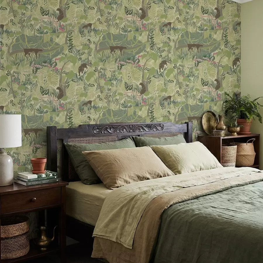 Fototapety Lesná scéna so zvieratami a hustým porastom a01108