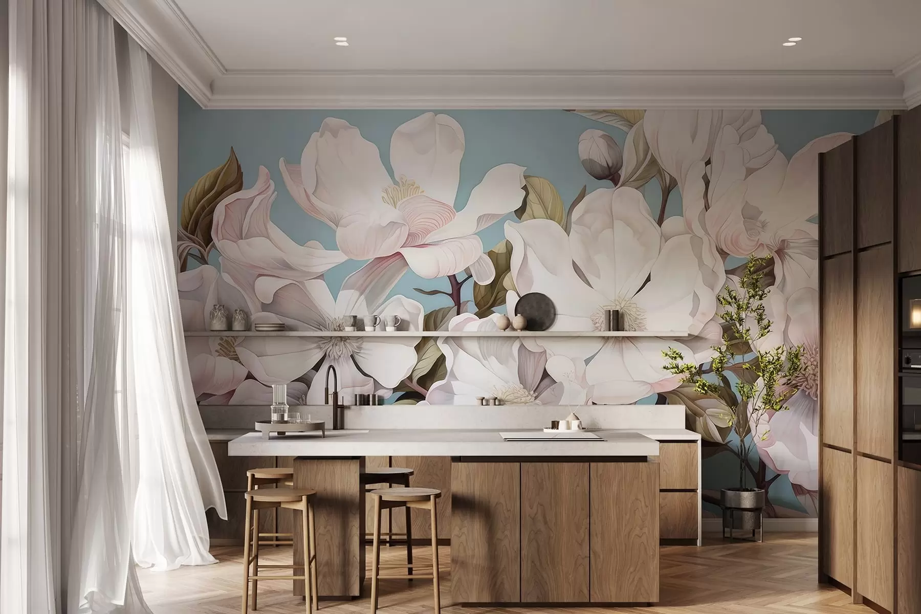 Fototapety Bujné kvety na konári stromu w05178