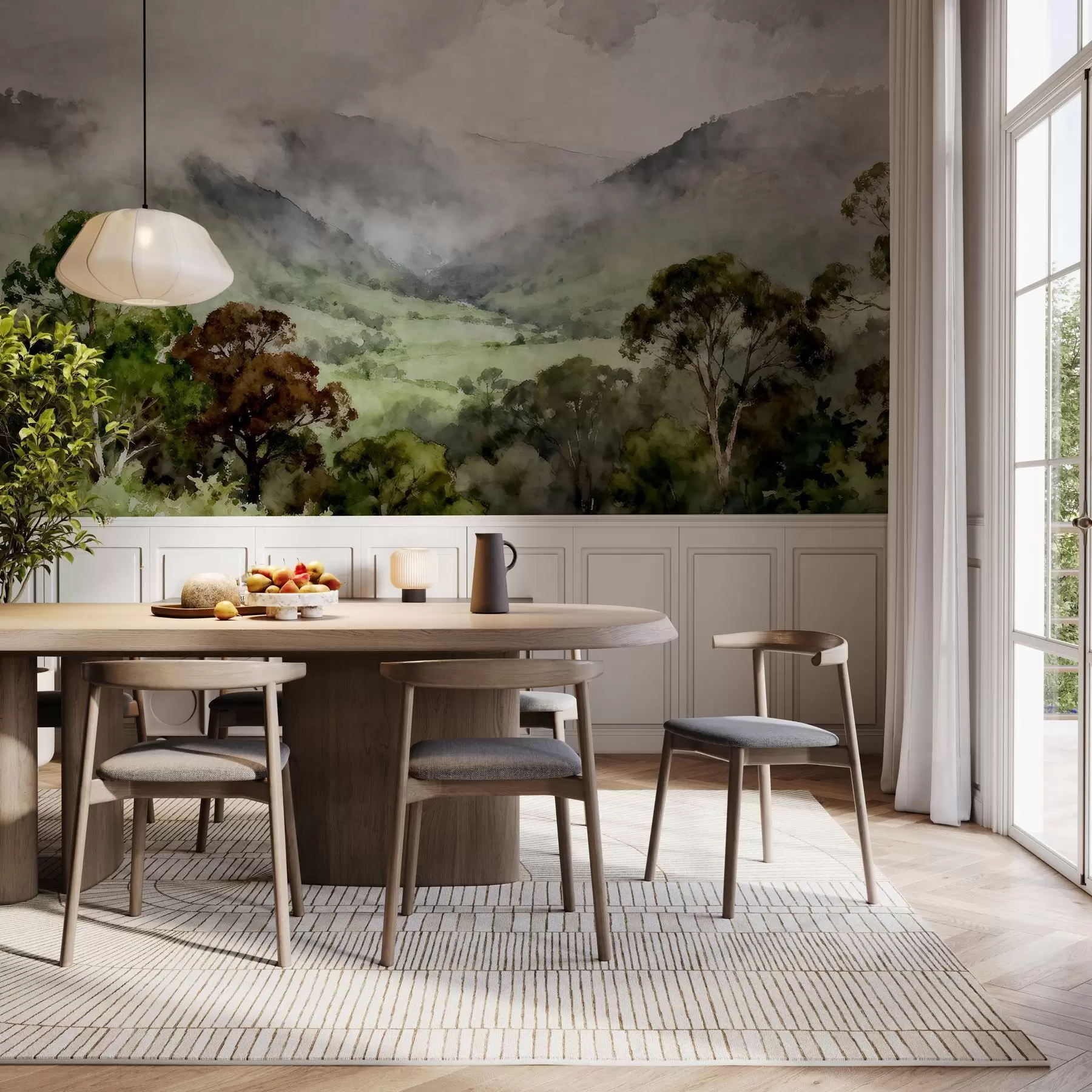 Fototapety Maľovaná krajina v hmle w05185