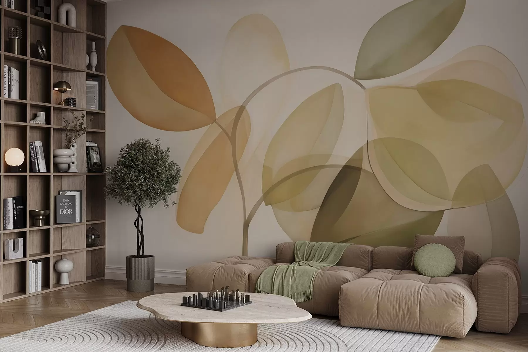 Fototapety Abstraktné listy imitácia maľby w05208