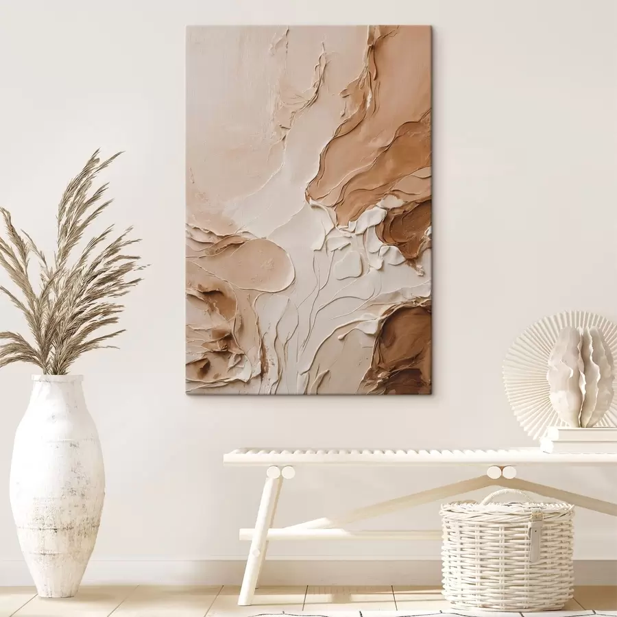 Obraz Béžové textúrované ťahy s hladkými líniami s47274