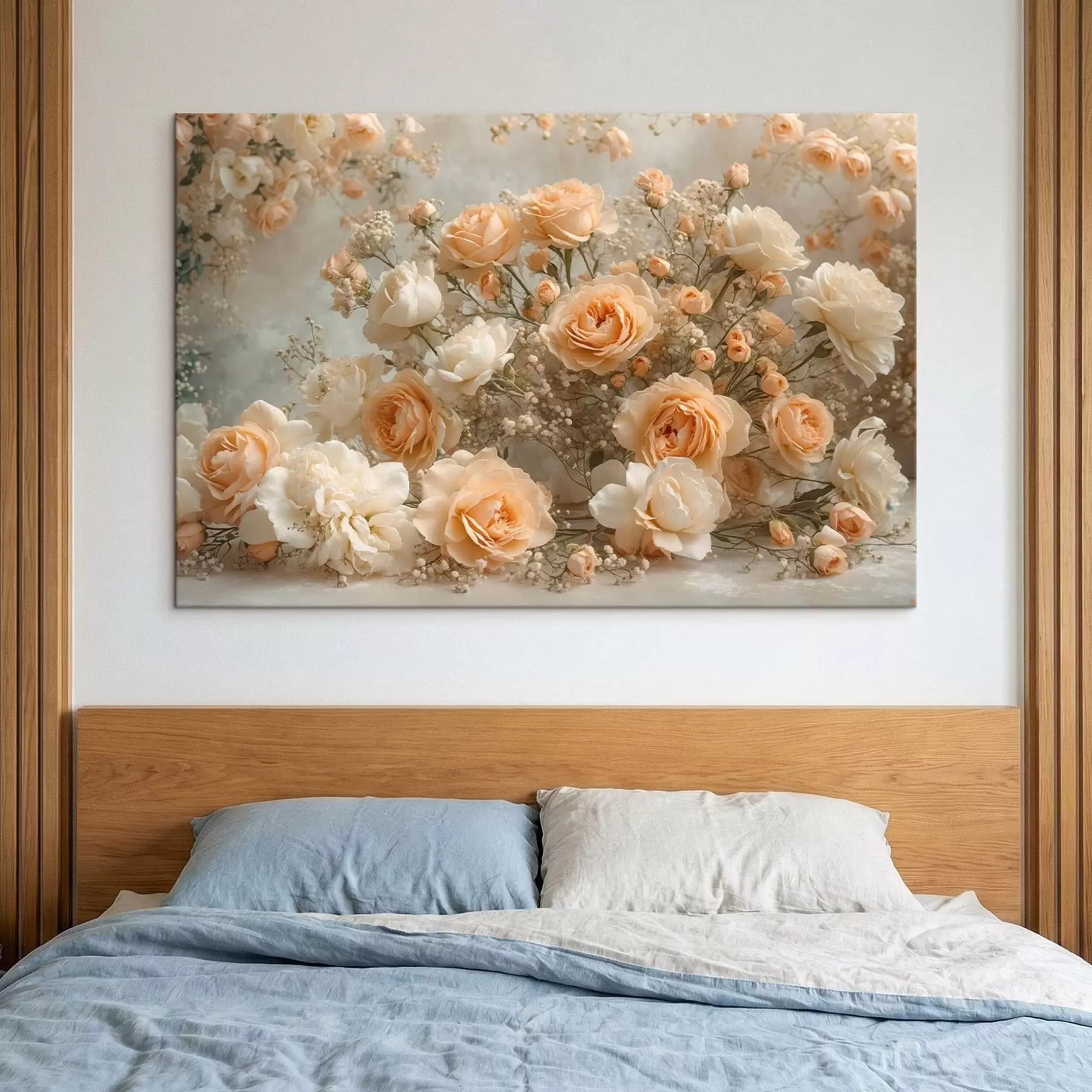 Obraz Jemné krémové ruže vo veľkej kyticu s47279