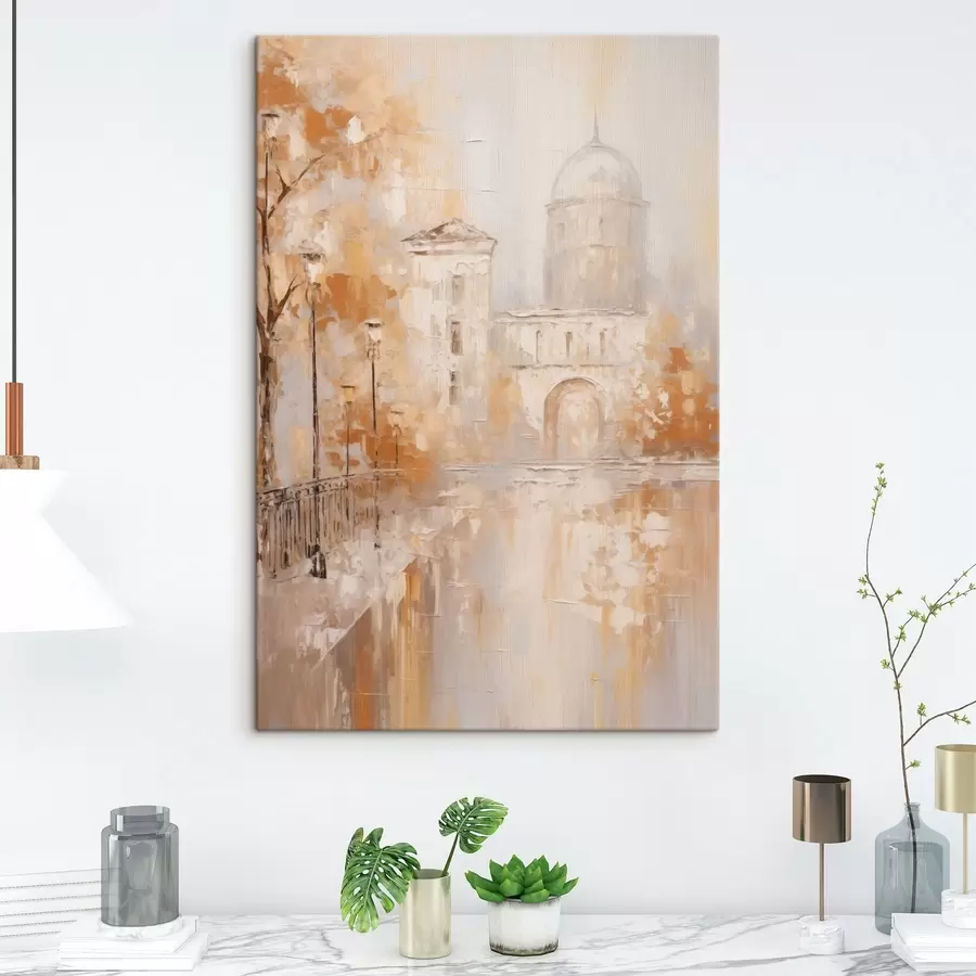 Obraz Mestská scéna s oblúkom v teplých odtieňoch s47303