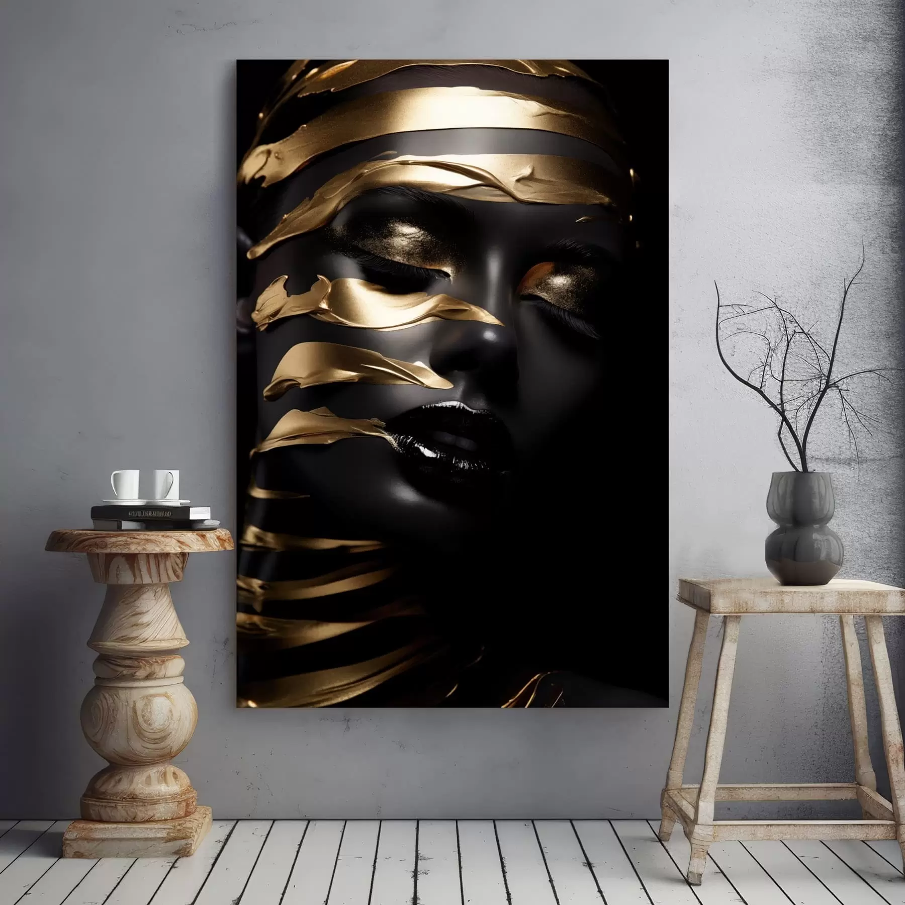 Obraz Tvár s tmavým odtieňom a pruhmi s47321