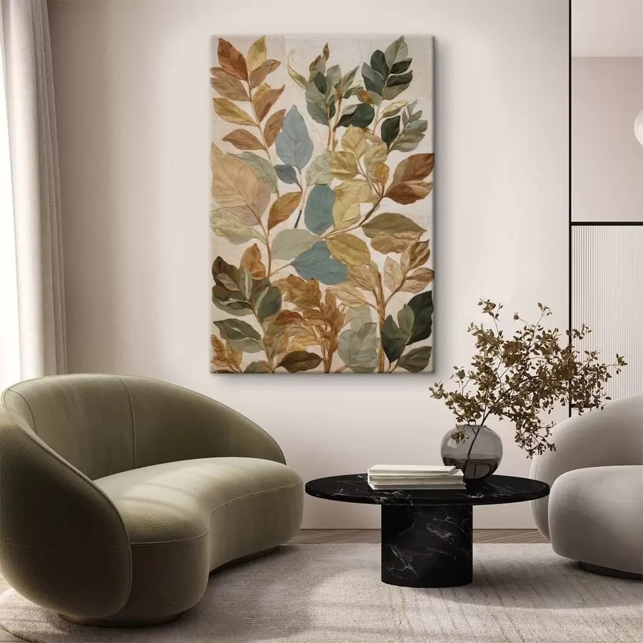 Obraz Dekoratívne listy v teplej prírodnej palete s47759