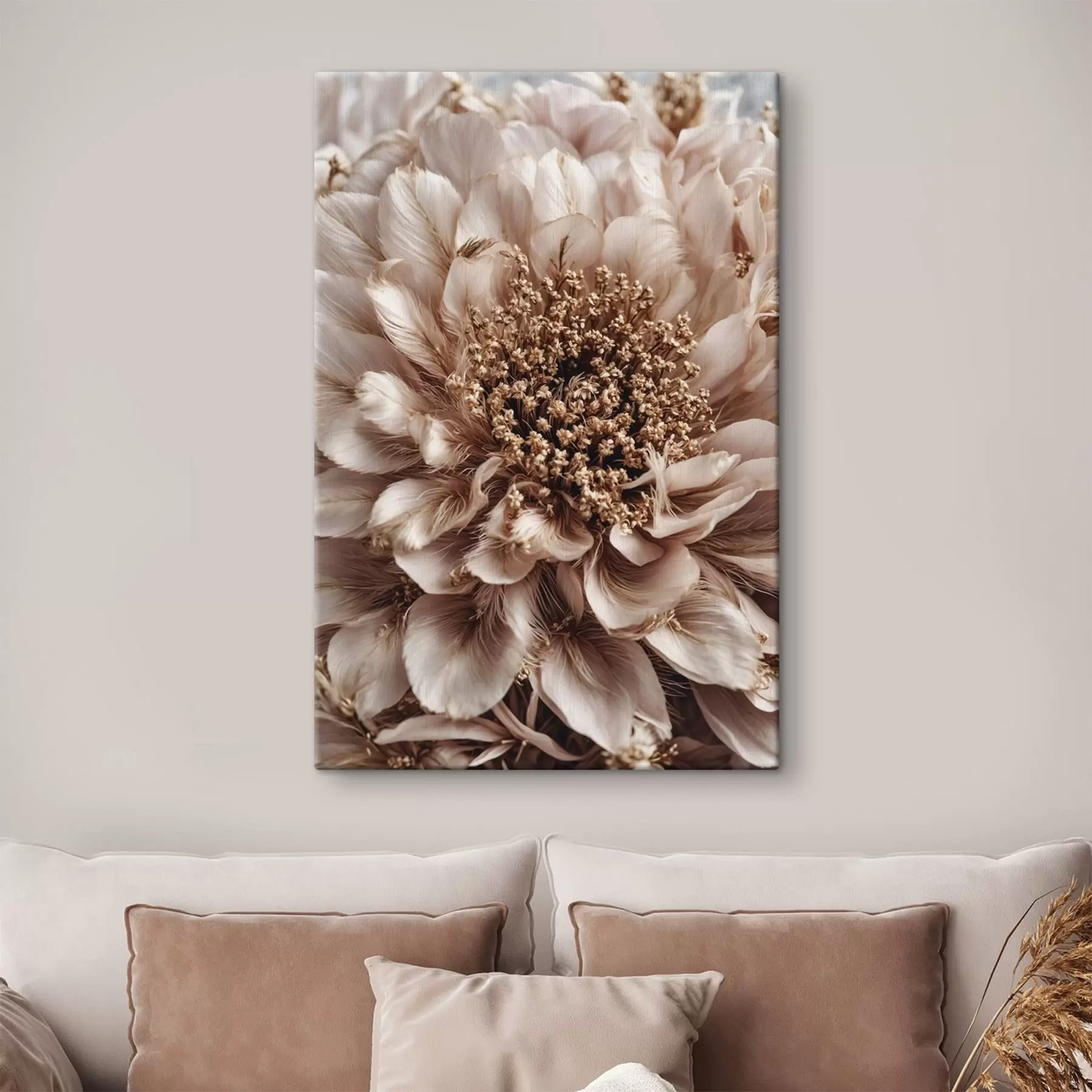 Obraz Záber na bledý kvet s bohatou textúrou okvetných lístkov s47769