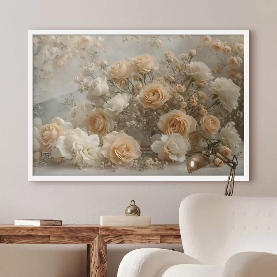 Fototapety Jemné krémové ruže vo veľkej kyticu f47279