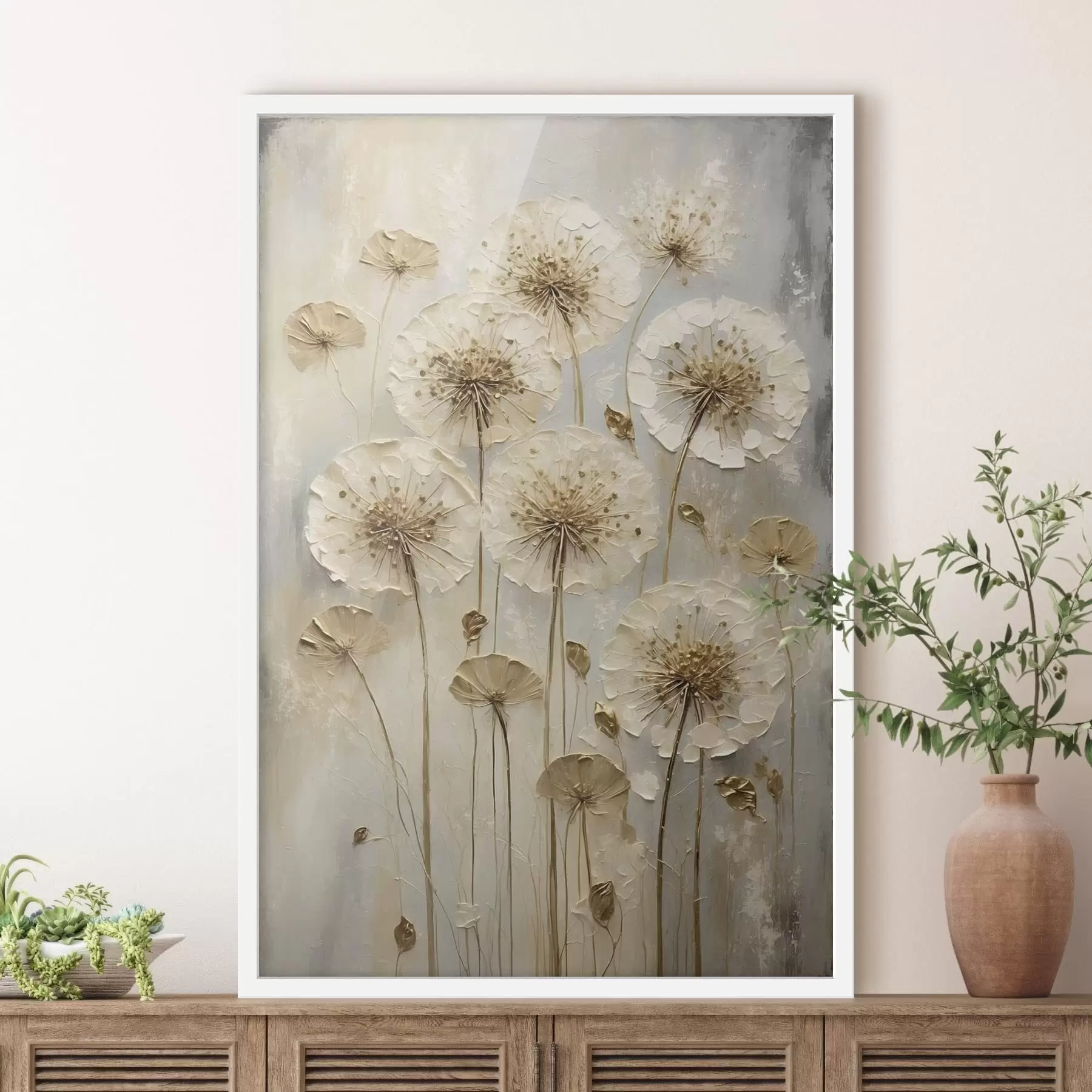 Fototapety Vysoké krémové kvety na svetlom pozadí f47282