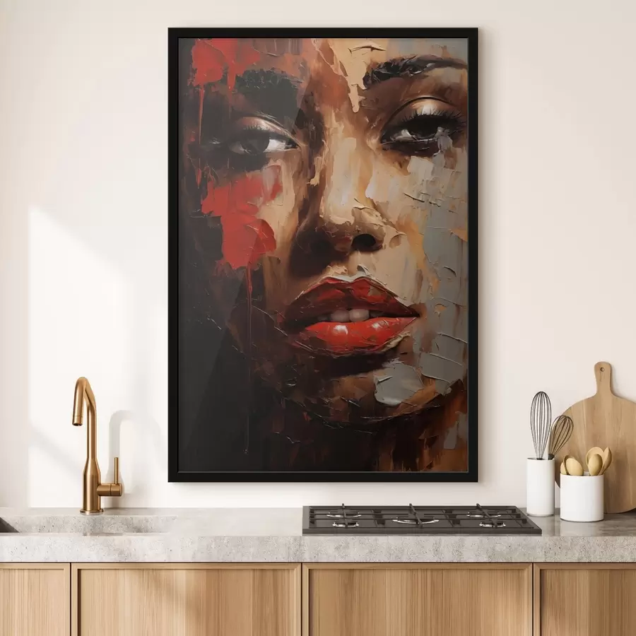 Fototapety Živý ženský portrét s červenými akcentmi f47293