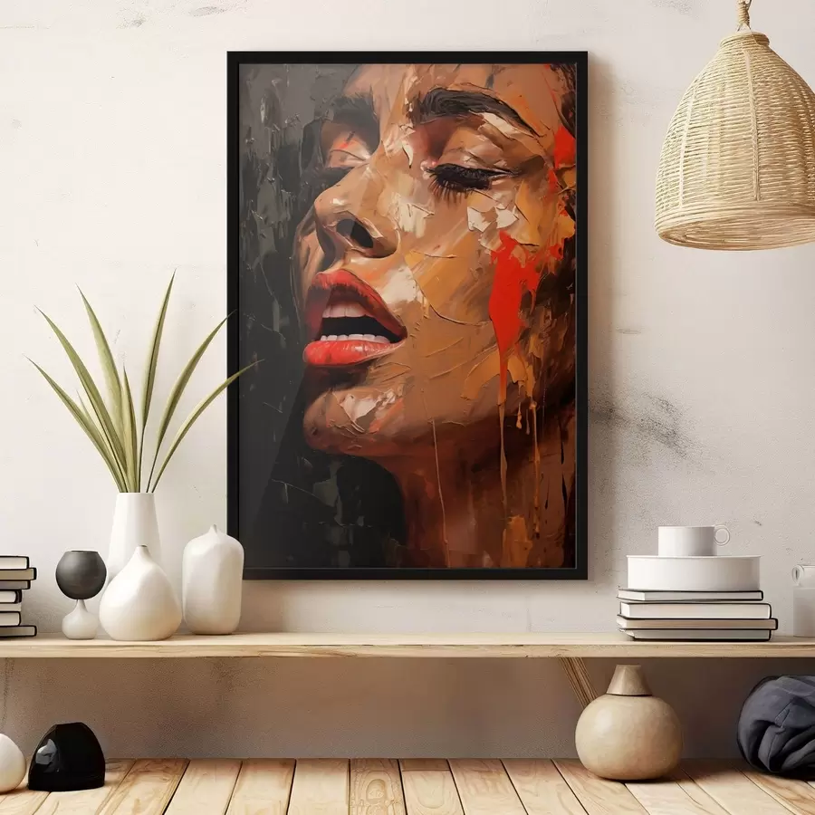 Fototapety Ženský portrét v teplých ťahoch a červených odtieňoch f47294