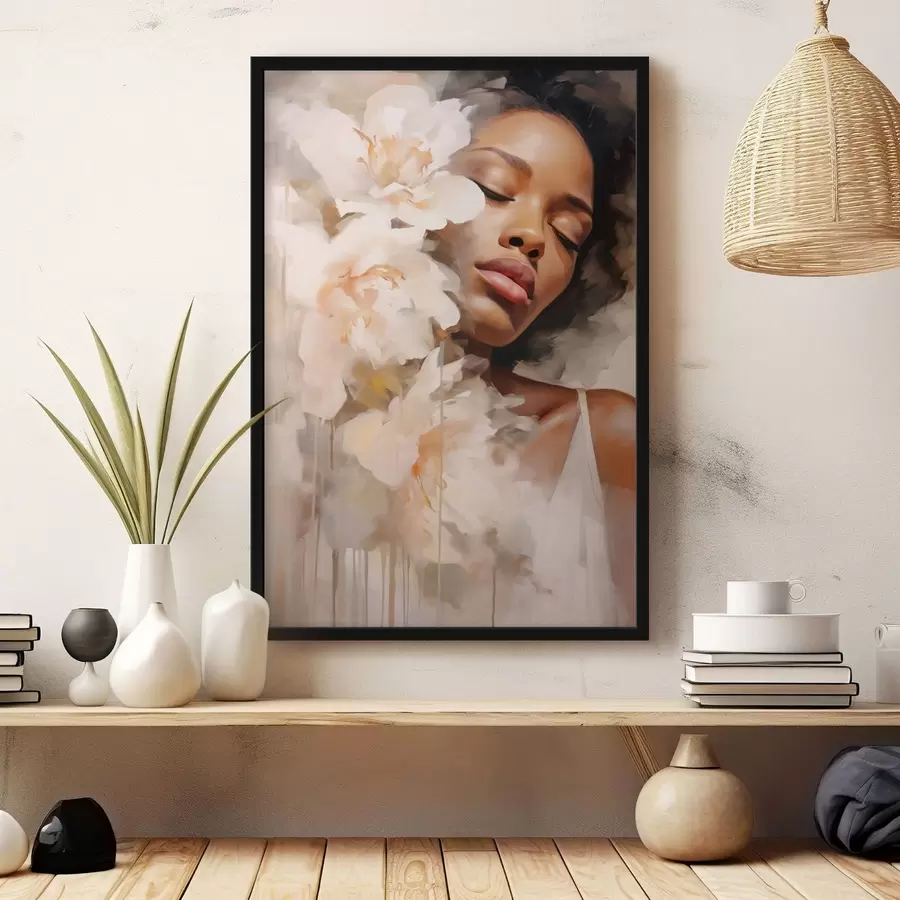 Fototapety Ženský portrét vedľa veľkých kvetov f47307