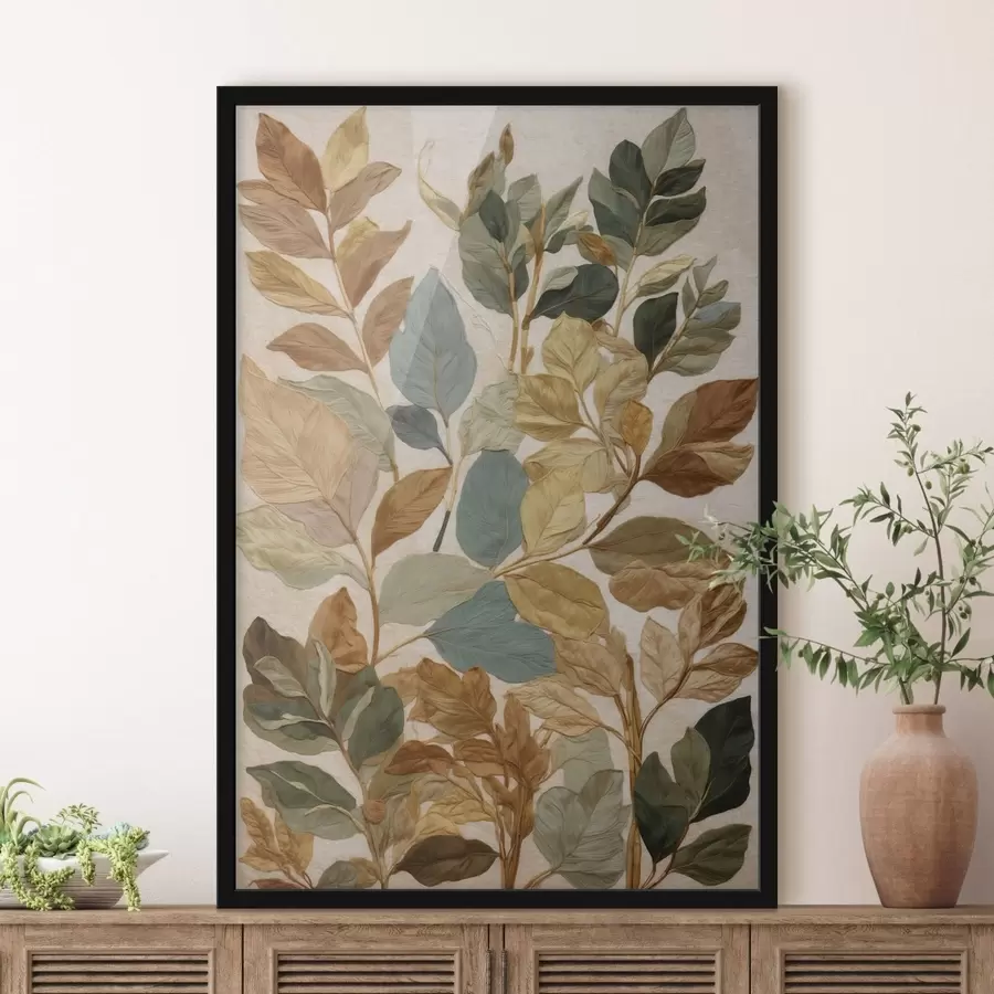 Fototapety Dekoratívne listy v teplej prírodnej palete f47759