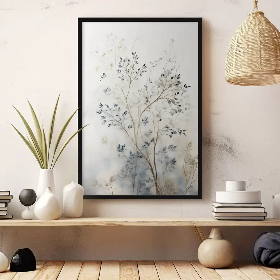 Fototapety Jemné vetvy s malými listami na svetlom pozadí f47763