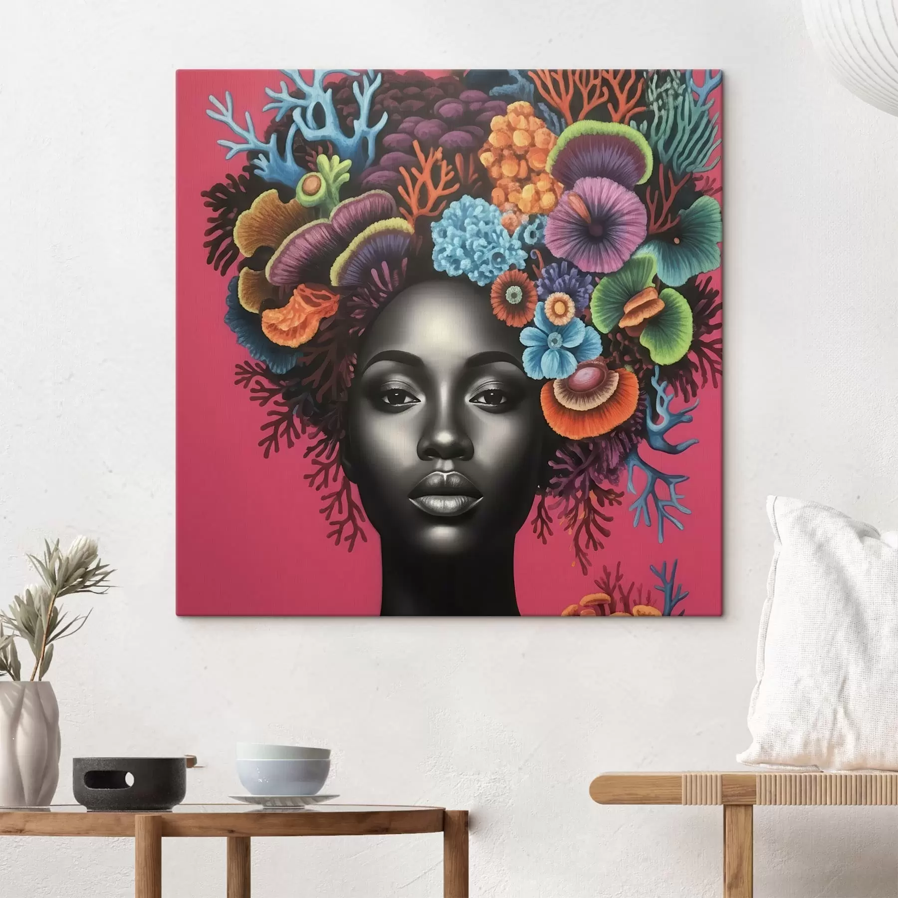 Obraz Psychedelický portrét ženy s hubami s47786