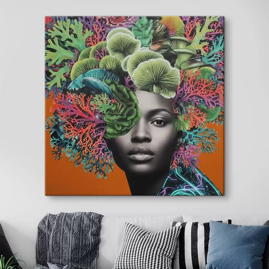 Obraz Psychedelický portrét s hubami s47787