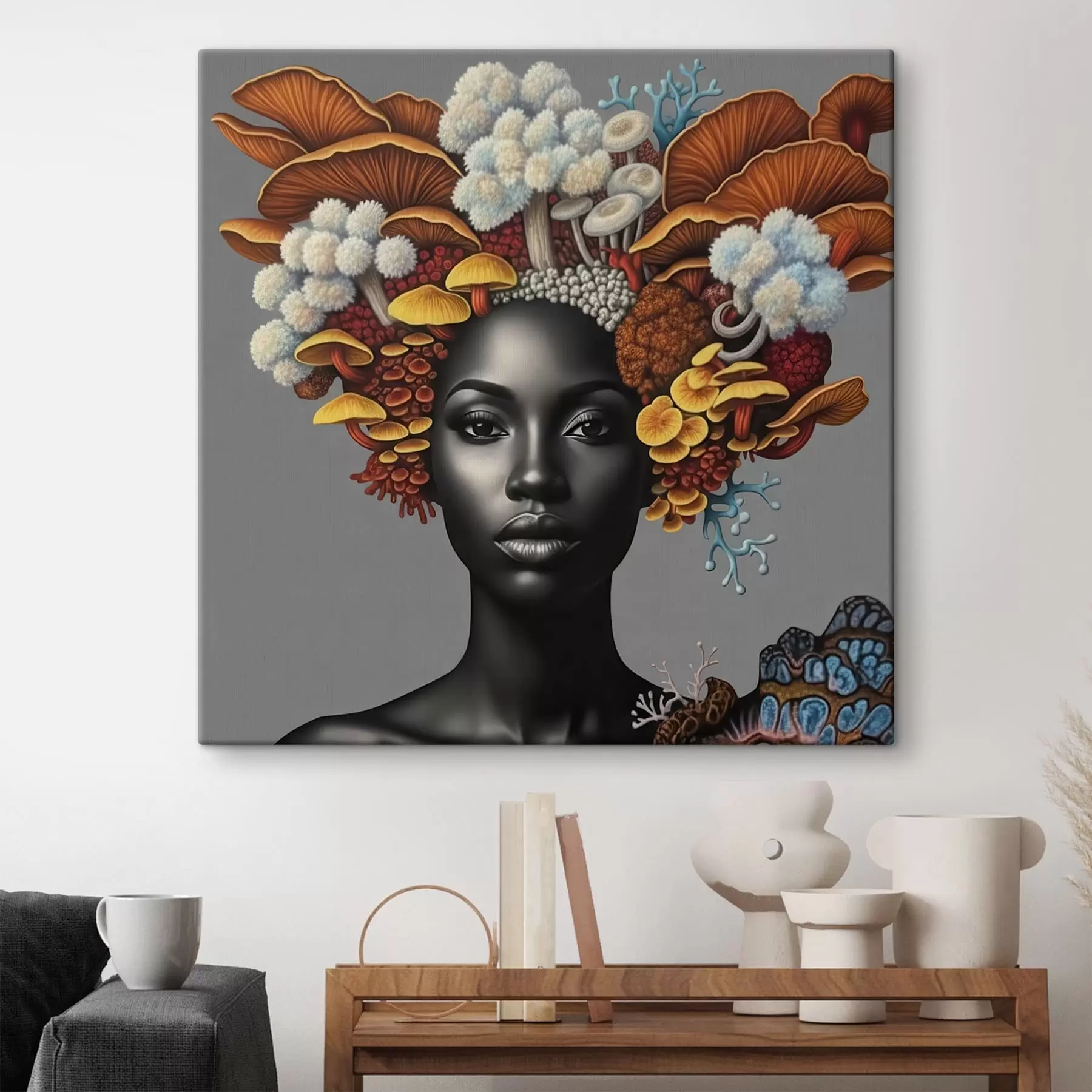 Obraz Portrét ženy s hubami s47788