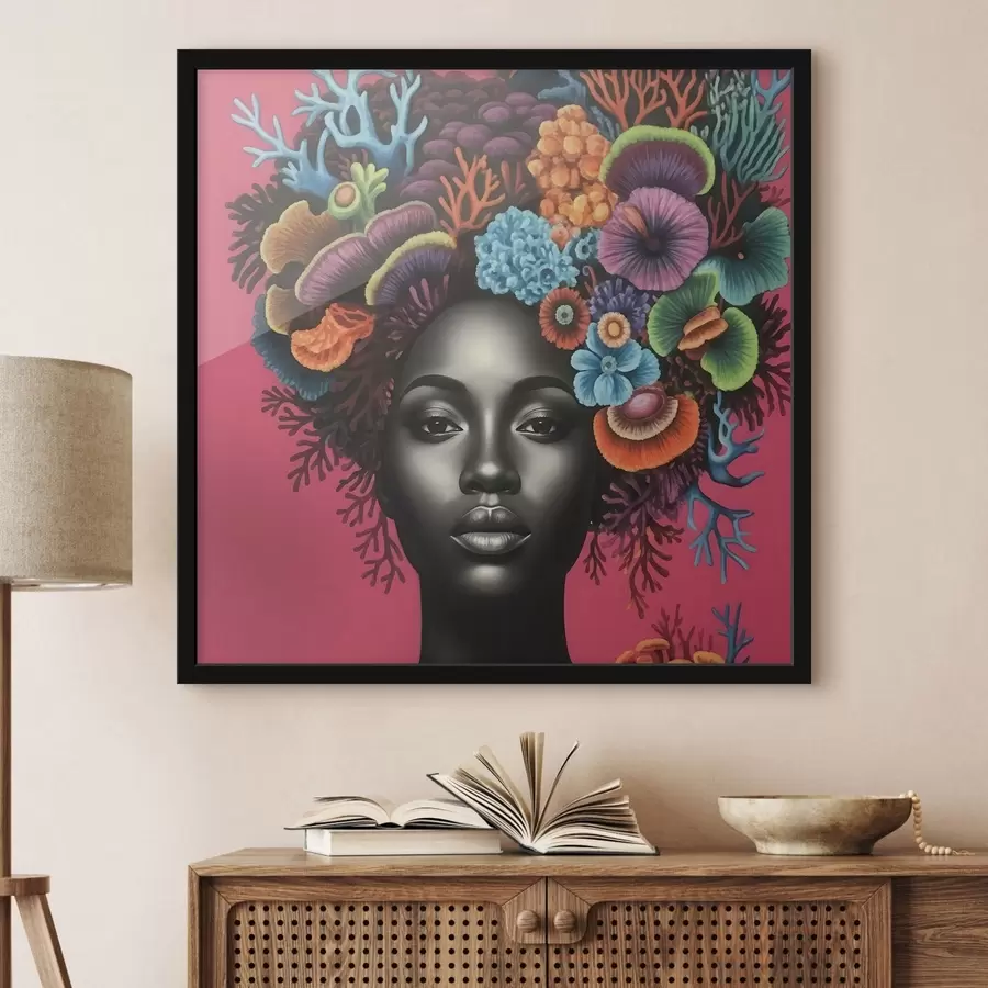 Fototapety Psychedelický portrét ženy s hubami f47786