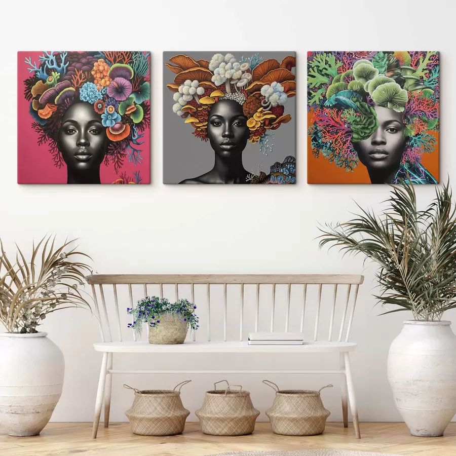 Obraz Psychedelický portrét ženy s hubami m01308