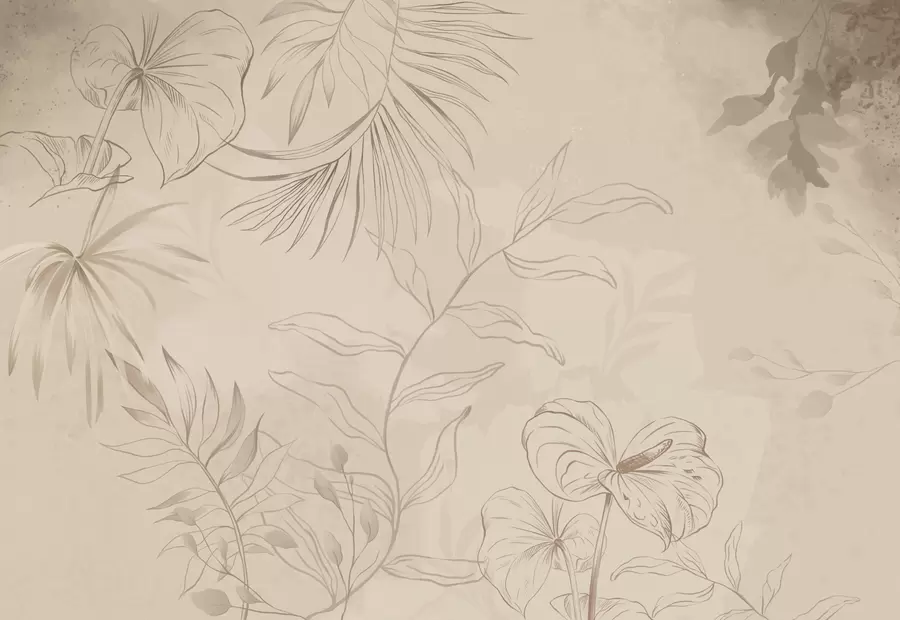 Fototapety Lineárne rastliny na textúrovanom béžovom pozadí w05128