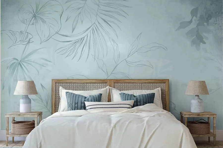 Fototapety Lineárne rastliny na jemnom zelenkastom pozadí w05128v1