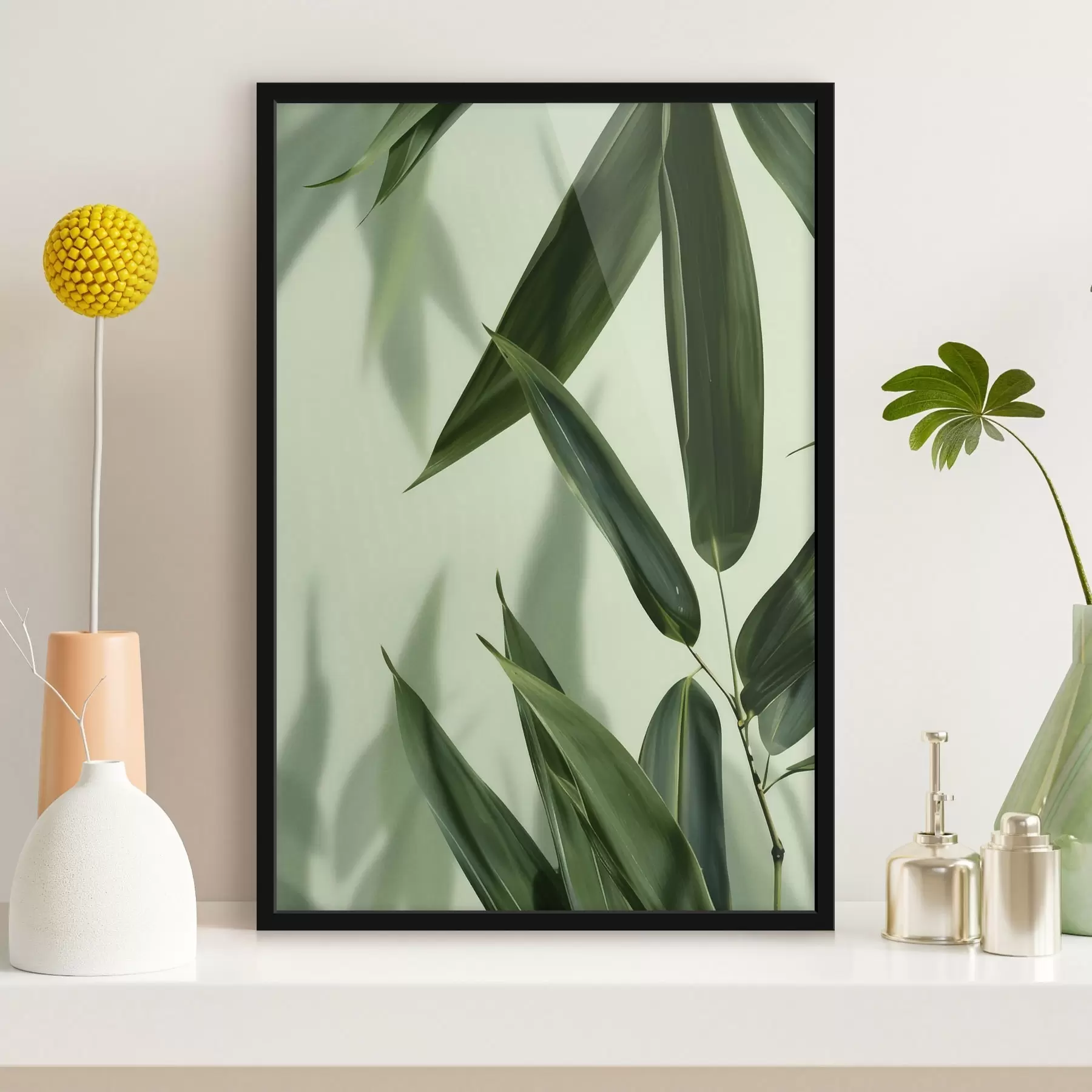 Fototapety Bambusové listy na svetlom pozadí f47815