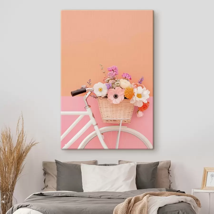 Obraz Kvetinový košík v provensálskom štýle, bicykel s47895