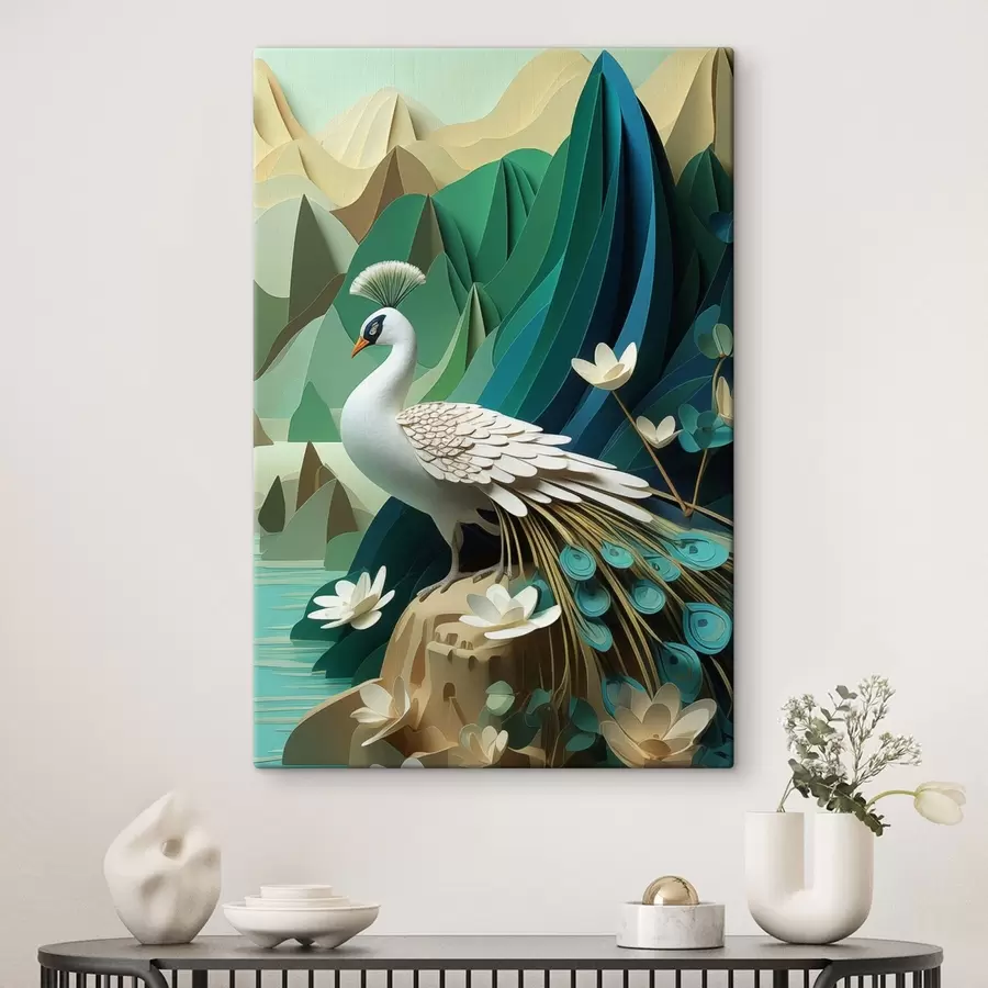 Obraz Páv na zelenom pozadí s47901